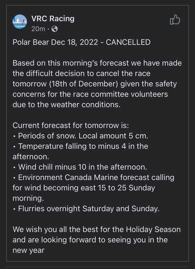Cancellation announcement